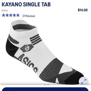 ASICS Kayano single tab running short socks 2 pair new